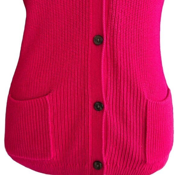 Lands End Cotton Cardigan Sweater Size Large P 14/16 Pink - Picture 2 of 6